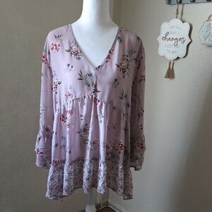 Floral V-Neck Women's Top